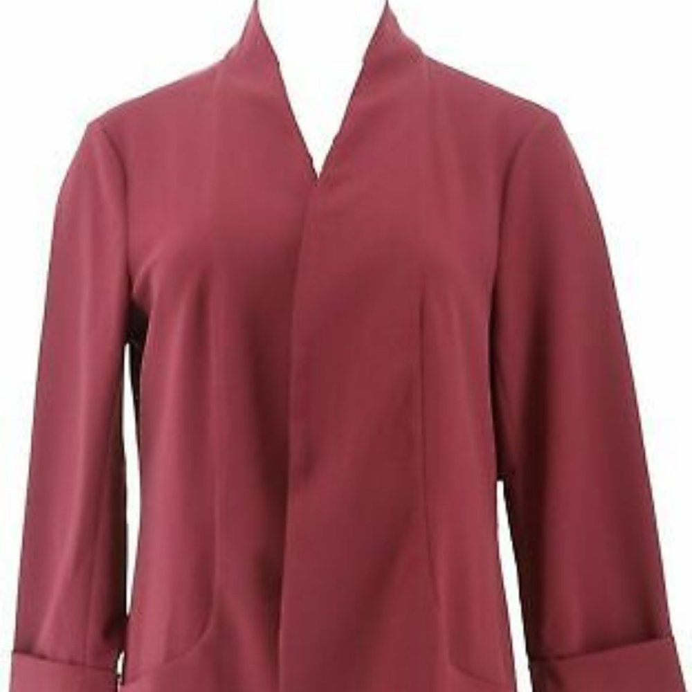 NWT H BY HALSTON CREPE 3/4 SLEEVE OPEN FRONT JACKET 10‎